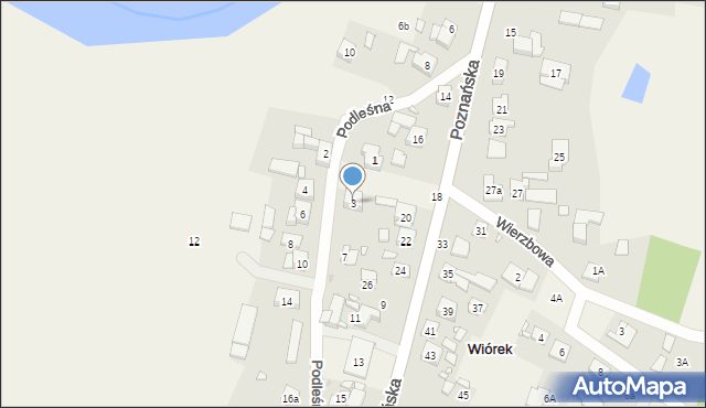 Wiórek, Podleśna, 3, mapa Wiórek