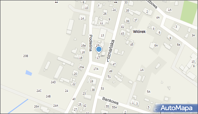 Wiórek, Poznańska, 34, mapa Wiórek