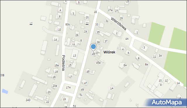Wiórek, Poznańska, 43, mapa Wiórek