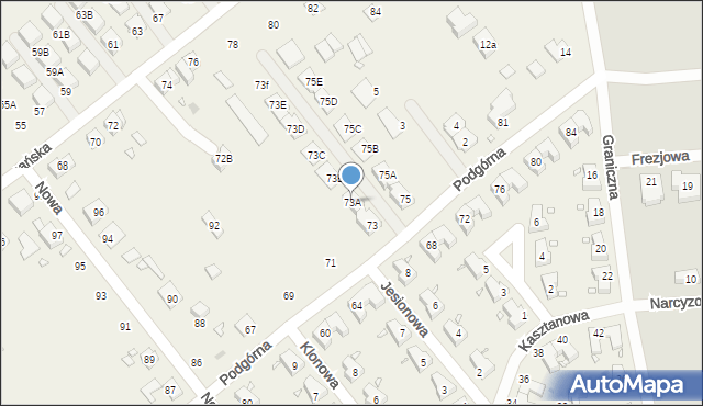 Wiry, Podgórna, 73A, mapa Wiry