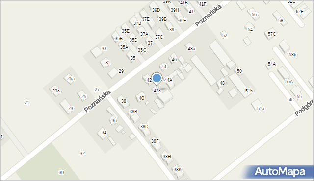 Wiry, Poznańska, 42a, mapa Wiry