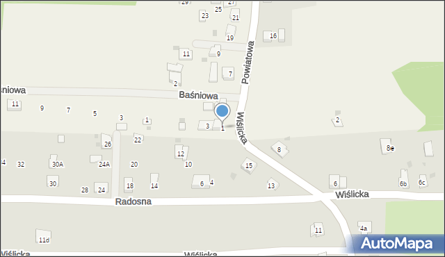 Wiślica, Powiatowa, 1, mapa Wiślica