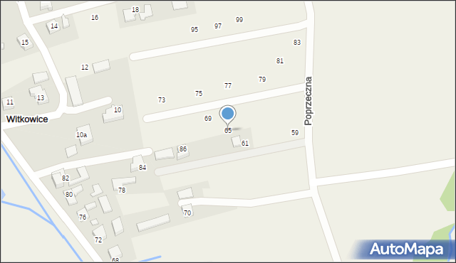 Witkowice, Poprzeczna, 65, mapa Witkowice