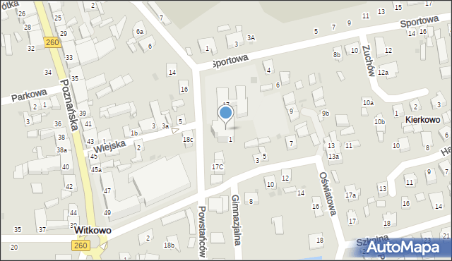 Witkowo, Powstańców Wielkopolskich, 17a, mapa Witkowo