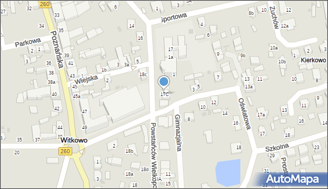 Witkowo, Powstańców Wielkopolskich, 17C, mapa Witkowo