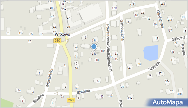 Witkowo, Powstańców Wielkopolskich, 18a, mapa Witkowo