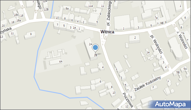 Witnica, Pocztowa, 2B, mapa Witnica