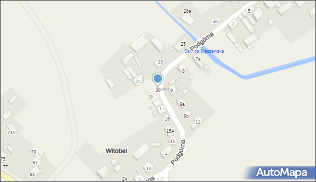 Witobel, Podgórna, 20, mapa Witobel