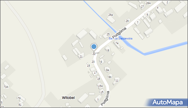 Witobel, Podgórna, 22, mapa Witobel