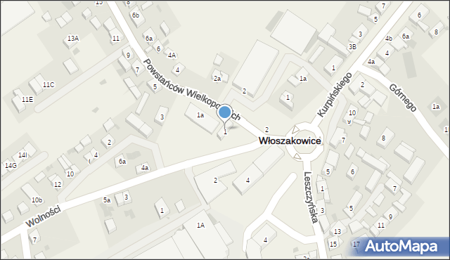 Włoszakowice, Powstańców Wielkopolskich, 1, mapa Włoszakowice