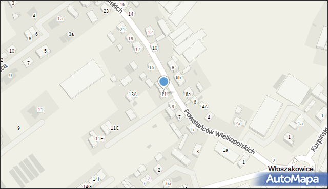 Włoszakowice, Powstańców Wielkopolskich, 11, mapa Włoszakowice