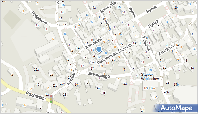 Wodzisław Śląski, Powstańców Śląskich, 12, mapa Wodzisławia Śląskiego