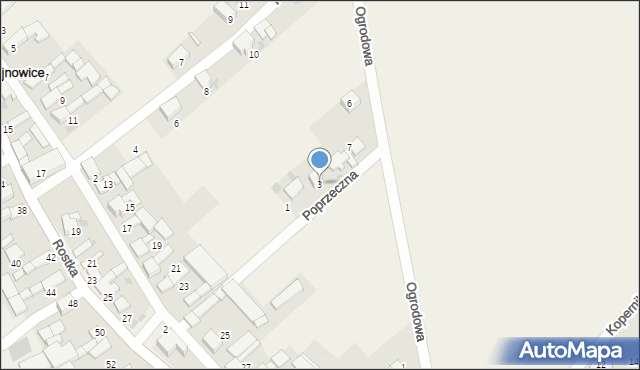 Wojnowice, Poprzeczna, 3, mapa Wojnowice