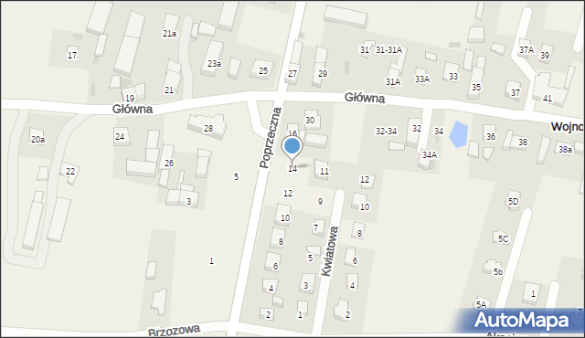 Wojnowice, Poprzeczna, 14, mapa Wojnowice