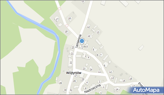 Wojtyniów, Poprzeczna, 1, mapa Wojtyniów