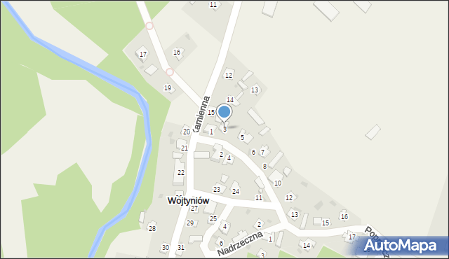 Wojtyniów, Poprzeczna, 3, mapa Wojtyniów