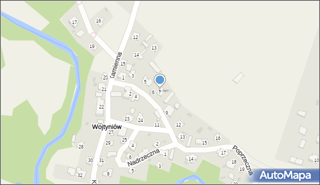 Wojtyniów, Poprzeczna, 7, mapa Wojtyniów