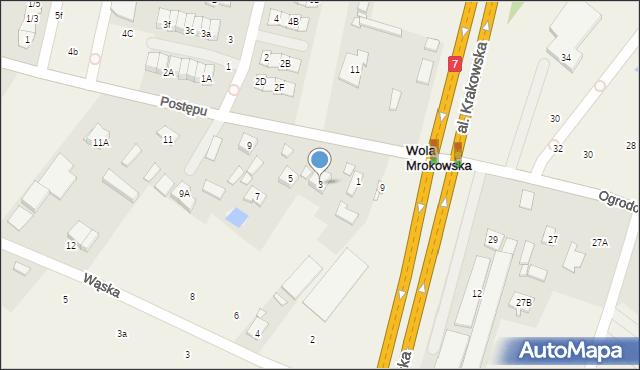 Wola Mrokowska, Postępu, 3, mapa Wola Mrokowska