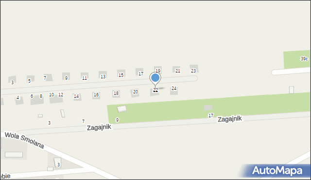 Wola Smolana, Polnych Maków, 22, mapa Wola Smolana