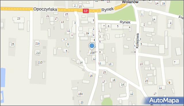 Wolanów, Polna, 10A, mapa Wolanów