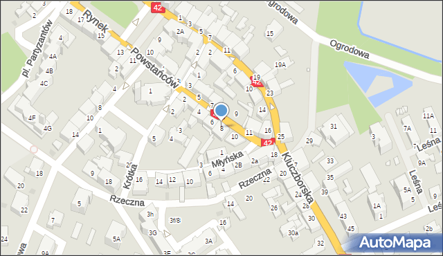 Wołczyn, Powstańców, 8, mapa Wołczyn
