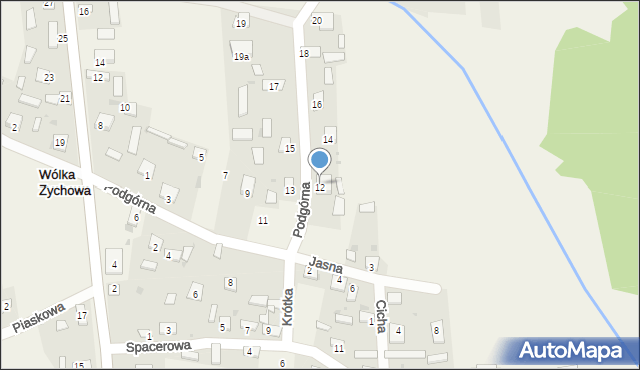 Wólka Zychowa, Podgórna, 12, mapa Wólka Zychowa