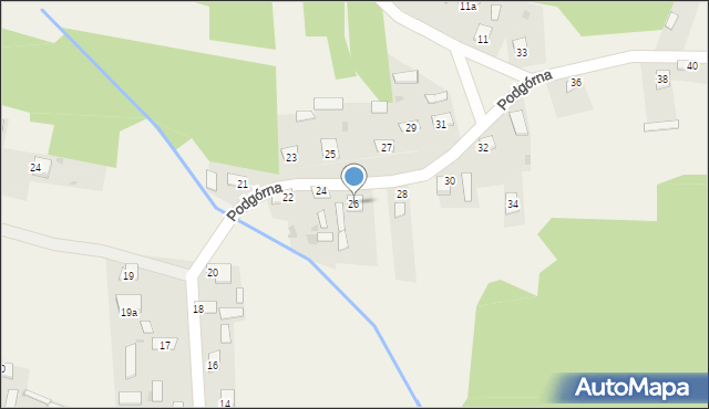 Wólka Zychowa, Podgórna, 26, mapa Wólka Zychowa