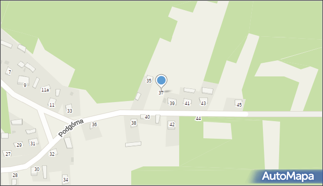 Wólka Zychowa, Podgórna, 37, mapa Wólka Zychowa