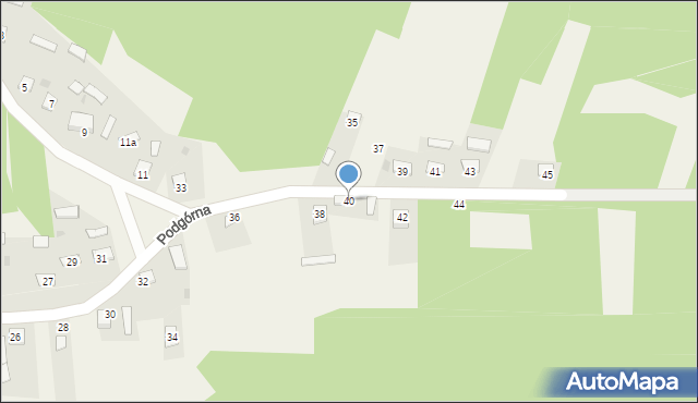 Wólka Zychowa, Podgórna, 40, mapa Wólka Zychowa