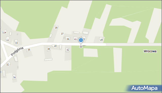 Wólka Zychowa, Podgórna, 44, mapa Wólka Zychowa