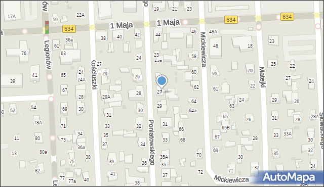 Wołomin, Poniatowskiego, 27a, mapa Wołomin