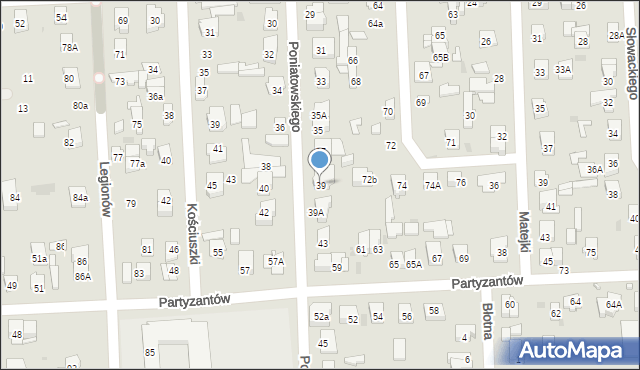 Wołomin, Poniatowskiego, 39, mapa Wołomin