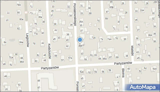 Wołomin, Poniatowskiego, 39A, mapa Wołomin