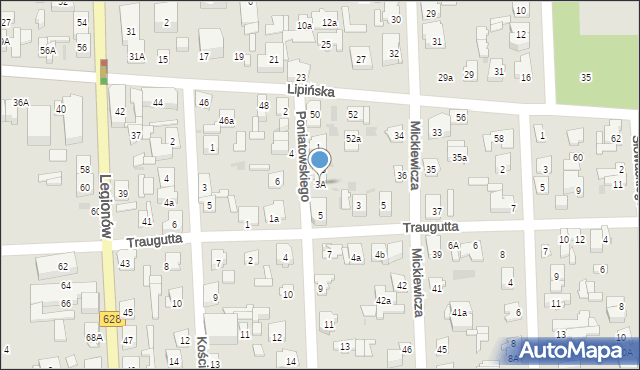 Wołomin, Poniatowskiego, 3A, mapa Wołomin