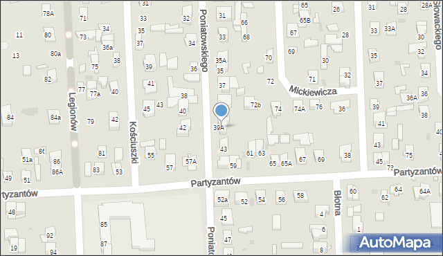 Wołomin, Poniatowskiego, 41, mapa Wołomin