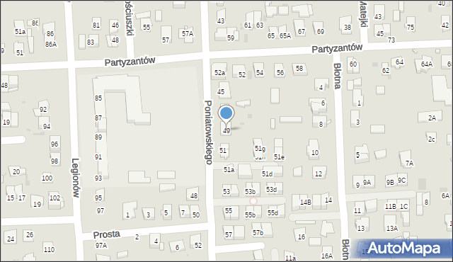 Wołomin, Poniatowskiego, 49, mapa Wołomin