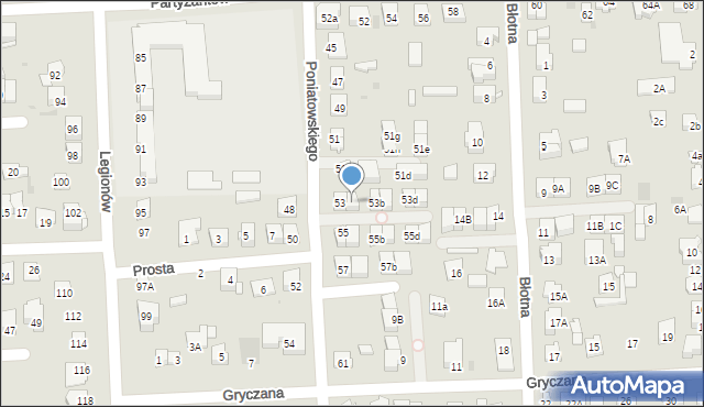 Wołomin, Poniatowskiego, 53a, mapa Wołomin