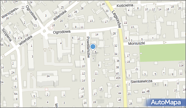 Wołomin, Powstańców, 5A, mapa Wołomin