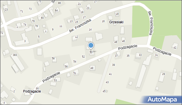 Wołowice, Podzagacie, 50, mapa Wołowice