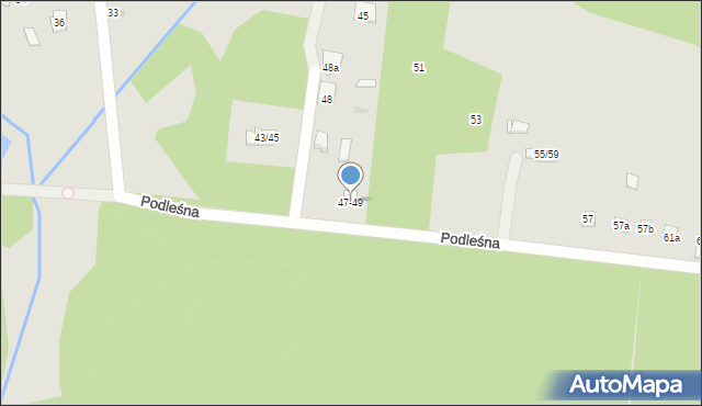 Woźniki, Podleśna, 47b, mapa Woźniki