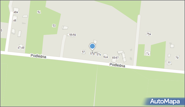 Woźniki, Podleśna, 63A, mapa Woźniki