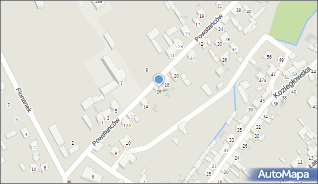 Woźniki, Powstańców, 16, mapa Woźniki