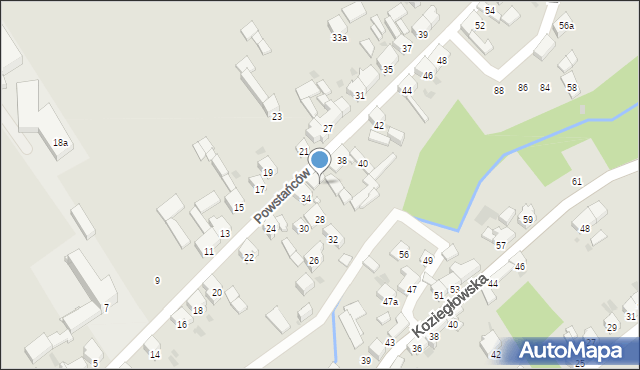 Woźniki, Powstańców, 36, mapa Woźniki