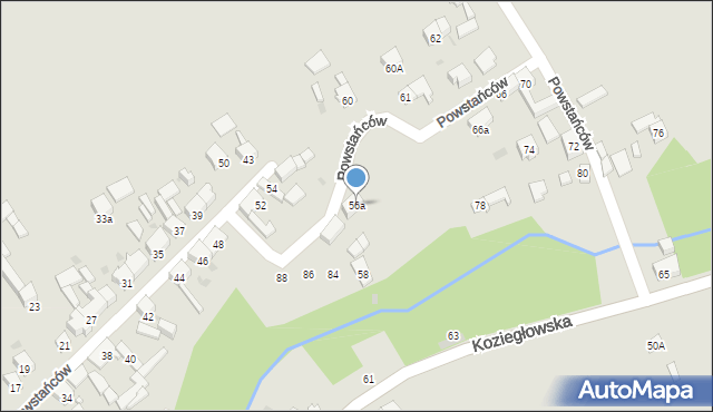 Woźniki, Powstańców, 56a, mapa Woźniki