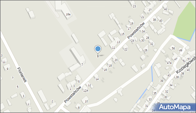 Woźniki, Powstańców, 9, mapa Woźniki