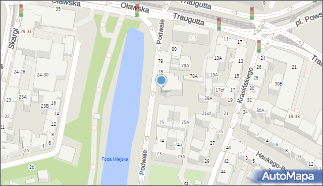 Wrocław, Podwale, 77, mapa Wrocławia
