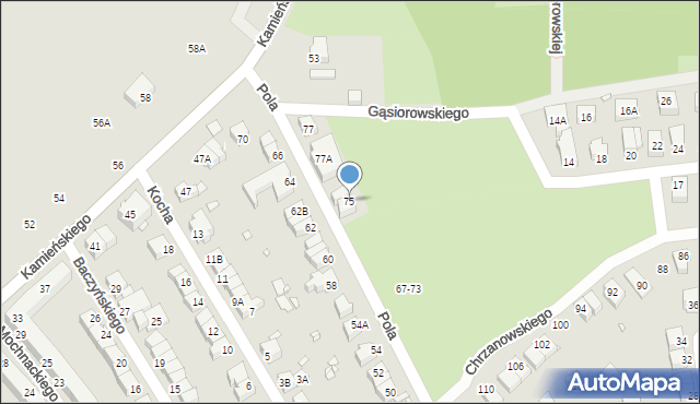 Wrocław, Pola Wincentego, 75, mapa Wrocławia