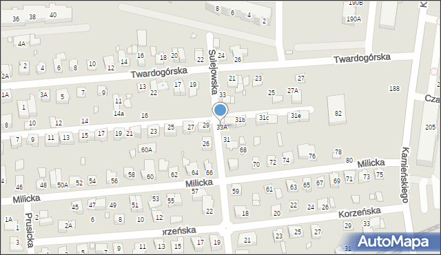 Wrocław, Postolińska, 33A, mapa Wrocławia