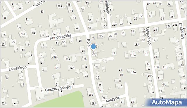 Wrocław, Pola Wincentego, 45, mapa Wrocławia