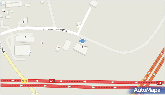 Wrocław, Polanowicka Północna, 8, mapa Wrocławia